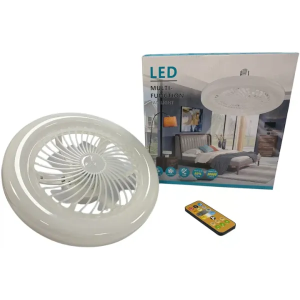 Лампа LED с вентилятором в патрон AY1039 • Светодиодная лампа-вентилятор E27 с пультом, 3 режимами света и 3 скоростям