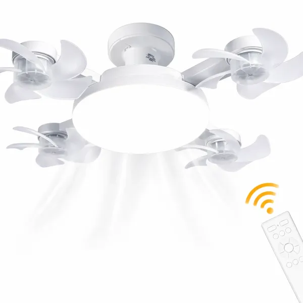 Лампа LED с вентилятором в патрон E27 AY1053 • Светодиодная лампа-вентилятор 2 в 1 с пультом, 3 режимами света и 3 скоростями для дома, кухни, дачи и офиса