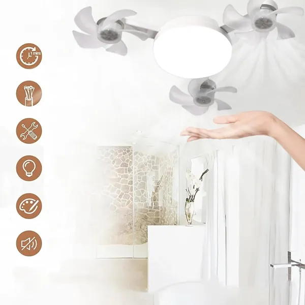 Лампа LED с вентилятором в патрон E27 AY1055 • Светодиодная лампа-вентилятор 2 в 1 с пультом, 3 режимами света и 3 скоростями для дома, кухни, дачи и офиса