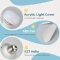 Лампа LED с вентилятором в патрон E27 AY1056 • Светодиодная лампа-вентилятор 2 в 1 с пультом, 3 режимами света и 3 скоростями для дома, кухни, дачи и офиса