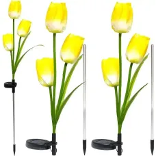Фонарь садовый на солнечной батарее с цветком Тюльпан 70 см • Садовый декоративный светильник тюльпан с RGB-свечением