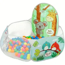 МАНЕЖ-БАССЕЙН детский с шариками • Детский игровой манеж для малышей с текстильной корзинкой