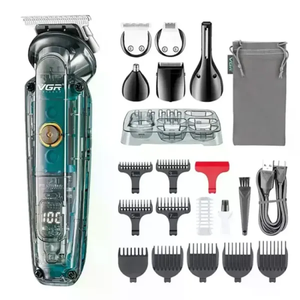 Машинка для стрижки VGR V-102 Green • Професійна акумуляторна машинка VGR V-102 Green для стрижки волосся та бороди з насадками