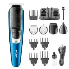 Машинка для стрижки VGR V-172 с насадками для волос, бороды и тела • Аккумуляторный триммер для окантовки, носа и ушей с Li-Ion аккумулятором и USB-зарядкой