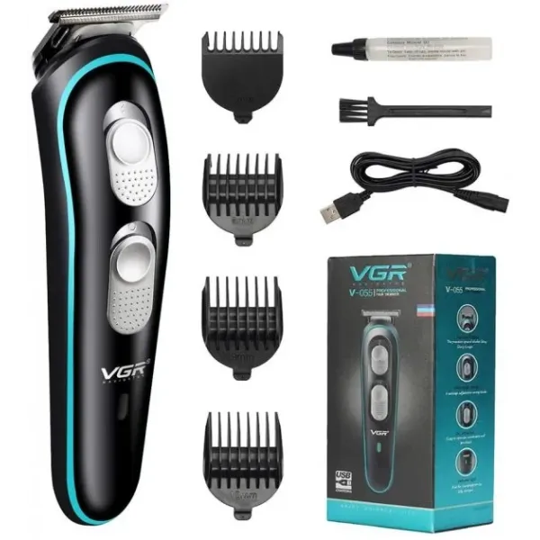 Машинка для стрижки волос беспроводная аккумуляторная для стрижки волос, бороды, окантовки и шлифовки стрижки VGR V-055