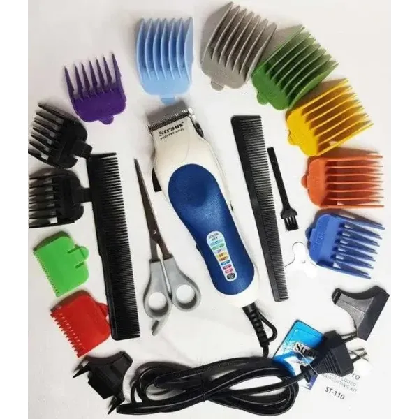 Машинка для стрижки волос Straus ST-110 с 12 насадками в кейсе