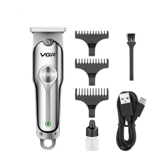 Машинка триммер для стрижки волос, бороды, усов VGR V-071 беспроводная аккумуляторная 3 насадки