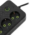 Сетевой фильтр HG-2505 на 5 розеток черный • Удлинитель 3 м с 4 USB, Type-C, выключателем и заземлением для дома и офиса