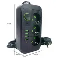 Сетевой фильтр Power Socket F09U 2500 Вт 2 м черный • Удлинитель Power Socket F09U на 3 розетки с 4 USB, PD Type-C и выключателем