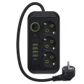 Сетевой фильтр Power Socket F09U 2500 Вт 2 м черный • Удлинитель Power Socket F09U на 3 розетки с 4 USB, PD Type-C и выключателем