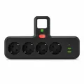Сетевой фильтр-разветвитель PNS-04 черный с LED-индикатором, 4 розетками 220V, 2 USB и PD Type-C • Мульти-розетка для дома, офиса и зарядки гаджетов