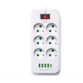 Сетевой удлинитель-фильтр PNS-03/D6 белый 3 м с LED-индикатором, 4 USB и PD Type-C • Разветвитель питания 6–220V для дома, офиса и зарядки гаджетов