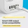 Сетевой удлинитель-фильтр PNS-03/D6 белый 3 м с LED-индикатором, 4 USB и PD Type-C • Разветвитель питания 6–220V для дома, офиса и зарядки гаджетов