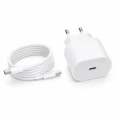 Мережевий зарядний пристрій 26X-199 35W USB-C білий • Адаптер швидкого заряджання 26X-199 з кабелем Type-C–Type-C 1 м для смартфонів і USB-C пристроїв