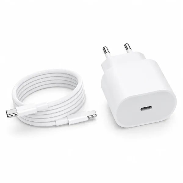 Сетевое зарядное устройство 26X-199 35W USB-C белое • Адаптер быстрой зарядки 26X-199 с кабелем Type-C–Type-C 1 м для смартфонов и USB-C устройств