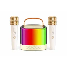 Мини караоке колонка T7 с 2 беспроводными микрофонами • Портативная Bluetooth колонка для детей, дома, подарка и развлечений