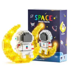 Мини конструктор Space Travel Астронавт на Луне с LED подсветкой и встроенным аккумулятором, 368 деталей