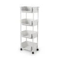 Мобильный передвижной стеллаж для хранения с фиксацией колес на 4 яруса • Универсальная полка на колесах для кухни и ванной