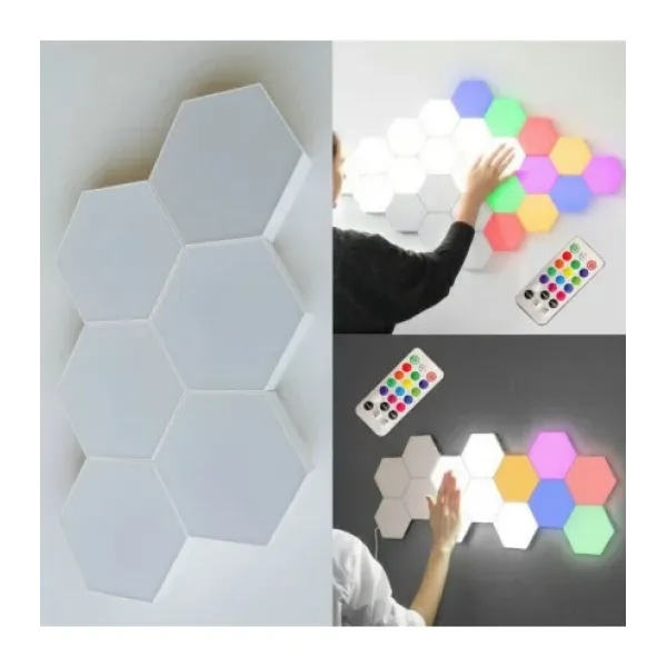 Модульная настенная лампа цветная с пультом 6 шт · LED светильник сенсорный настенно-потолочный «Соты»