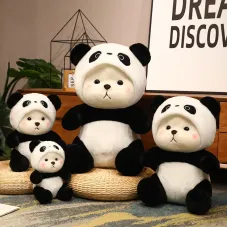 Мягкая игрушка Медвежонок Панда в костюме с съемным капюшоном · Плюшевый мишка, 80 см