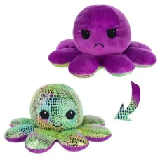 Мягкая игрушка Осьминожка – перевертыш ∙ Двусторонний осьминог настроение 2 в 1 ∙ 20 x 20 x 10 см