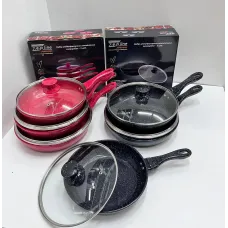 Набор алюминиевых сковородок с антипригарным покрытием и стеклянными крышками Zepline ZP-700 (3 шт)