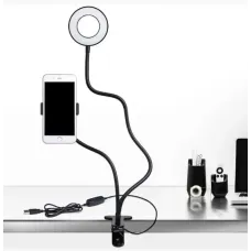 Набор блогера Professional Live Stream Кольцевая светодиодная LED лампа – кольцо с гибким держателем телефона ∙ Теплый / холодный свет ∙ USB подключение