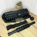 Набір для йоги та масажу з ролером 33 см • Комплект для самомасажу та фітнесу з рельєфним 3D-валиком, масажним ременем, одинарним м'ячем, еластичною стрічкою та чохлом
