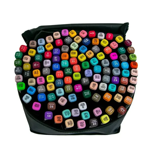 Набор двусторонних художественных маркеров для скетчинга 120 шт / Маркеры для рисования на бумаге Sketch Marker Touch Raven / Подарок художнику