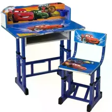Набор детской мебели Disney Cars бело-голубой • Регулируемая детская парта Disney Cars со стулом, полкой и подставкой для ног