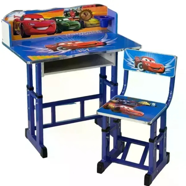 Набор детской мебели Disney Cars бело-голубой • Регулируемая детская парта Disney Cars со стулом, полкой и подставкой для ног