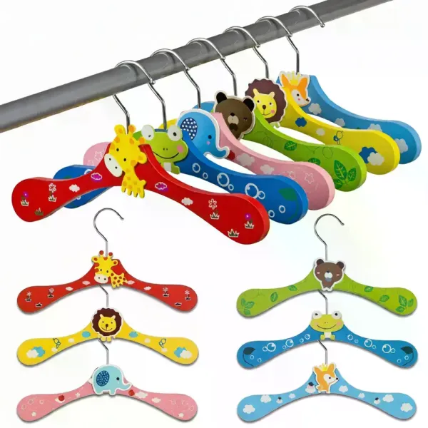 Набор детских вешалок-тремпелей Зверюшки 6 шт KAR64 • Детские плечики для одежды в шкаф • Вешалки для детской одежды с ярким дизайном