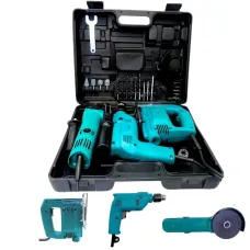Набор электроинструментов 3 в 1 универсальный • Болгарка Лобзик Ударная Дрель в кейсе