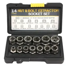 Набор инструментов для удаления болтов и гаек 14 шт • Экстракторы Nut Extractor для повреждённых креплений