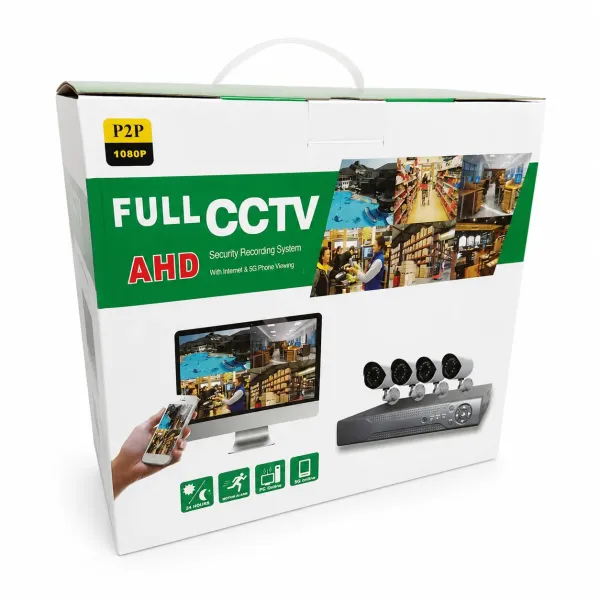 Набор камер видеонаблюдения DVR белый • Комплект Full CCTV AHD 1080P с регистратором для дома, офиса, склада, магазина и участка