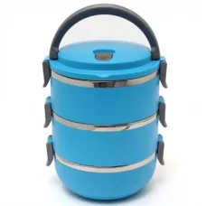 Набор контейнеров емкостей для хранения продуктов Lunchbox Three Layers Ланчбокс для еды из нержавеющей стали 3 в 1