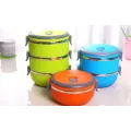 Набор контейнеров емкостей для хранения продуктов Lunchbox Three Layers Ланчбокс для еды из нержавеющей стали 2 в 1