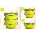 Набор контейнеров емкостей для хранения продуктов Lunchbox Three Layers Ланчбокс для еды из нержавеющей стали 2 в 1
