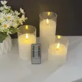 Набор LED свечей MA765 3 шт. с пультом • Электронные свечи MA765 10/12,5/15 см с таймером и теплым желтым светом