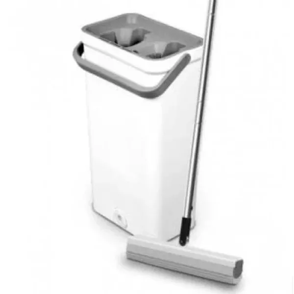 Набор Швабра лентяйка с отжимом + ведро · Швабра с валиком-губкой самоотжимающая для мытья полов и поверхностей с ведром