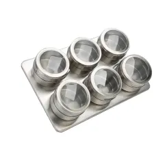 Набор баночек для специй и приправ на магнитной подставке Benson BN-006 из 6 сосудов