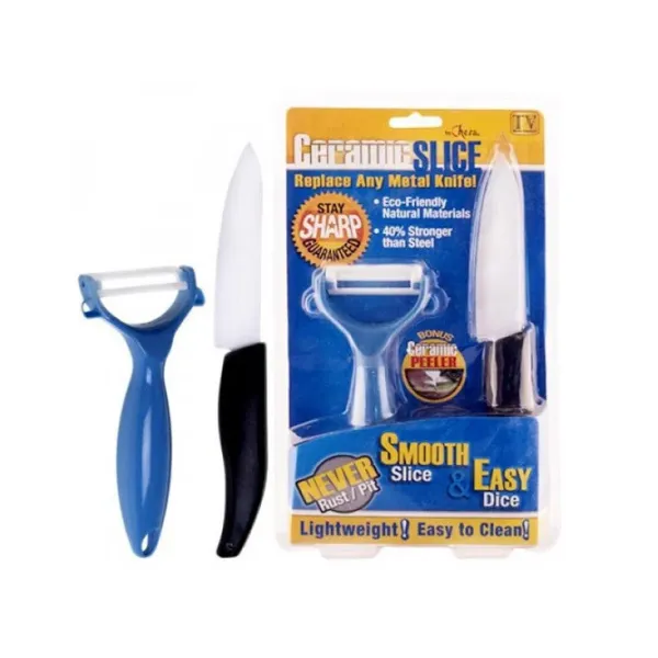 Набор керамический нож и устройство для очистки кожуры PN 15 | овощечистка | нож с нержавеющим лезвием PR3