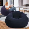 Надувне крісло-мішок Inflatable Sofa чорне • М’яке надувне крісло-пуф 110х110х85 см для дому, дачі, відпочинку та пікніка