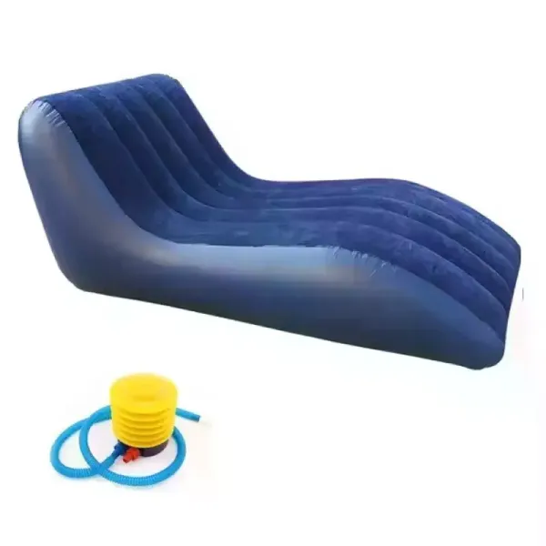 Надувное кресло S-образное 160х90х60 см • Надувной диван с подлокотниками, пуфом и насосом для дома, дачи, туризма и отдыха