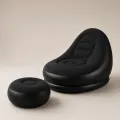 Надувной диван AIR SOFA с насосом чёрный • Велюровое надувное кресло-диван для дома, дачи, отдыха, пляжа и кемпинга
