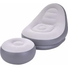 Надувной диван – кровать AIR SOFA | Надувное велюровое садовое кресло с пуфиком для отдыха