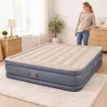 Надувной матрас со встроенным насосом 1GR 200x150x40 см серый • Двуспальная надувная кровать для дома, гостей, дачи и комфортного сна