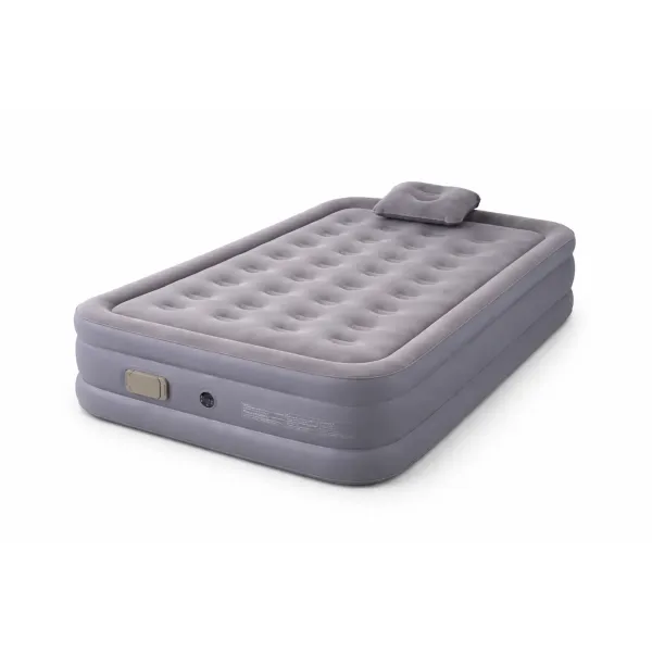 Надувной матрас со встроенным насосом 3GR 190x100x40 см серый • Односпальная надувная кровать для дома, гостей, дачи и комфортного сна