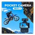 Нагрудная экшн-камера 4K Wi-Fi с дисплеем • Карманная мини-камера 4K Wi-Fi с поворотным объективом, экраном 1,3″ и креплением для видеоблогов, путешествий и съёмки от первого лица