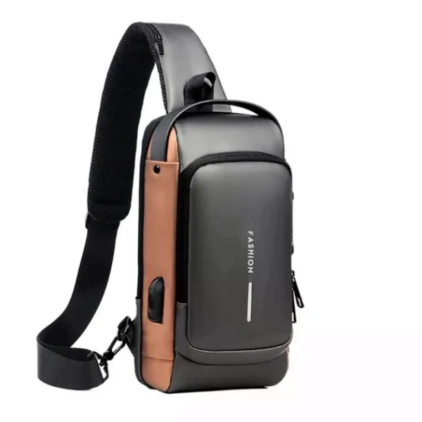 Нагрудная сумка Backpac XL-1514100 черно-серая маленькая • Сумка через плечо с противоугонным кодовым замком для города, поездок и документов